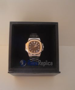 Alternative view of patek philippe replica nautilus black dial skeletron acciaio orologio imitazione