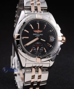 Alternative view of Breitling replica chronographe lady black dial acciaio oro imitazione copia