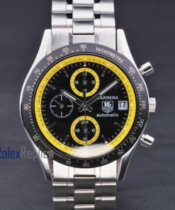 Alternative view of Tag-heuer replica carrera chrono acciaio yellow dial imitazione copia