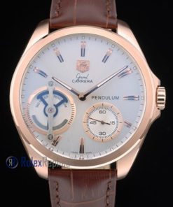 Alternative view of Tag-heuer replica carrera pendulum chrono rose gold strip leather imitazione copia