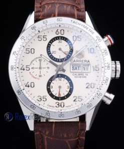 Alternative view of Tag-heuer replica carrera calibre 16 chrono white dial strip leather imitazione copia