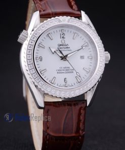 Alternative view of Omega replica seamaster co-axial lady brown strip leather imitazione copia