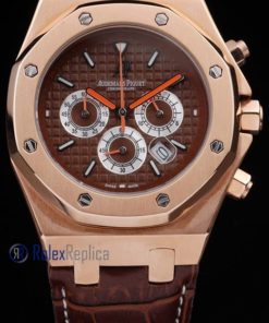 Alternative view of audemars piguet replica chrono offshore city of sails rose gold brown dial strip leather imitazione copia