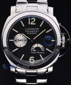 Alternative view of Panerai replica luminor marina power reserve acciaio black dial imitazione copia
