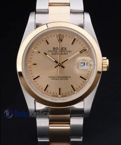 Alternative view of rolex replica datejust acciaio oro barrette ghiera liscia orologio imitazione