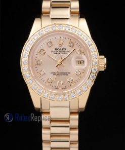 Alternative view of rolex replica datejust lady oro full brillantini orologio imitazione