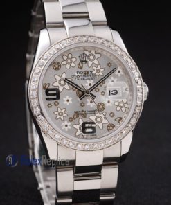 Alternative view of rolex replica datejust acciaio flower argentèè orologio imitazione