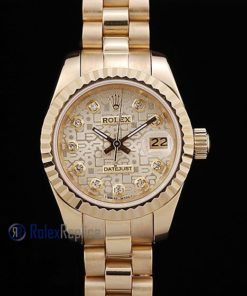 Alternative view of rolex replica datejust lady oro full centenario brillantini orologio imitazione