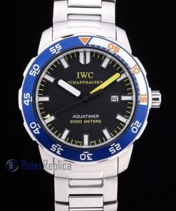 Alternative view of iwc replica acciaio aquatimer blu bezel orologio imitazione