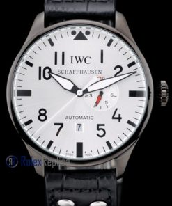 Alternative view of iwc replica 8 days power reserve acciaio white dial strip leather orologio imitazione