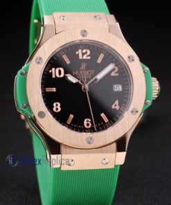 Alternative view of hublot replica big bang rose gold black dial green orologio copia