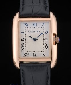 Alternative view of Cartier replica tank americaine rose gold strip leather black orologio imitazione perfetta