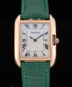 Alternative view of Cartier replica tank americaine rose gold strip leather green orologio imitazione perfetta