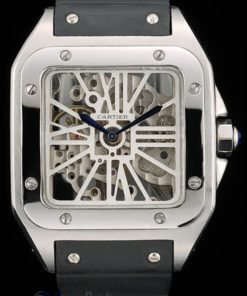 Alternative view of Cartier replica santos skeletron acciaio strip leather orologio imitazione perfetta