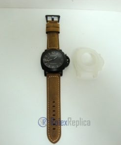 Alternative view of Panerai replica radiomir black seal pro-hunter pvd skeletron strip leather imitazione copia