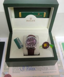 Alternative view of rolex replica datejust acciaio oyster perpetual red grape leather orologio imitazione